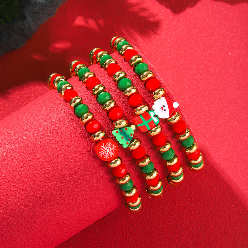 Wholesale Christmas Polymer Clay Beaded Multi-layer Bracelet Set ACC-BT-Zhey008