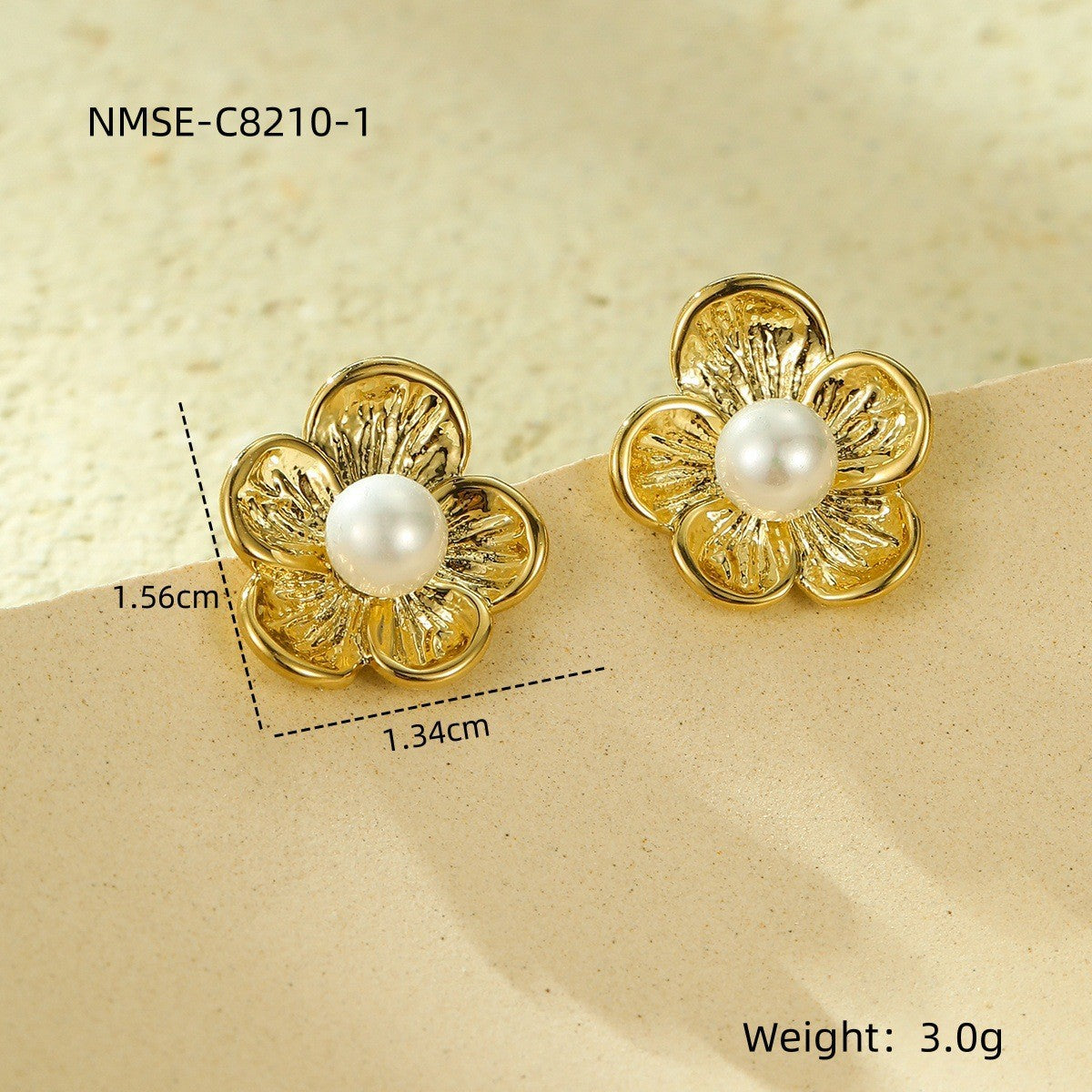 Wholesale  18k gold  petal pearl does not fade stainless steel earrings