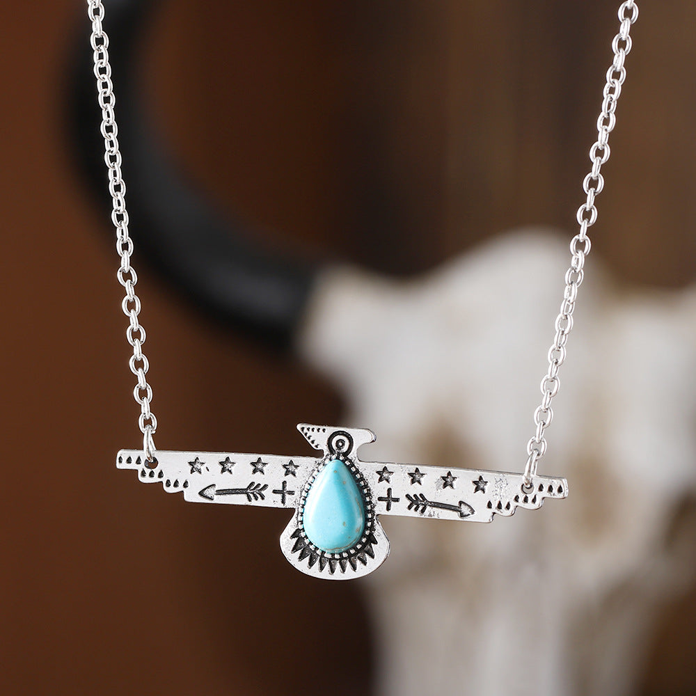 Wholesale Zinc Alloy Electroplated Bohemian Turquoise Pendant Necklace Retro Fashion Accessory