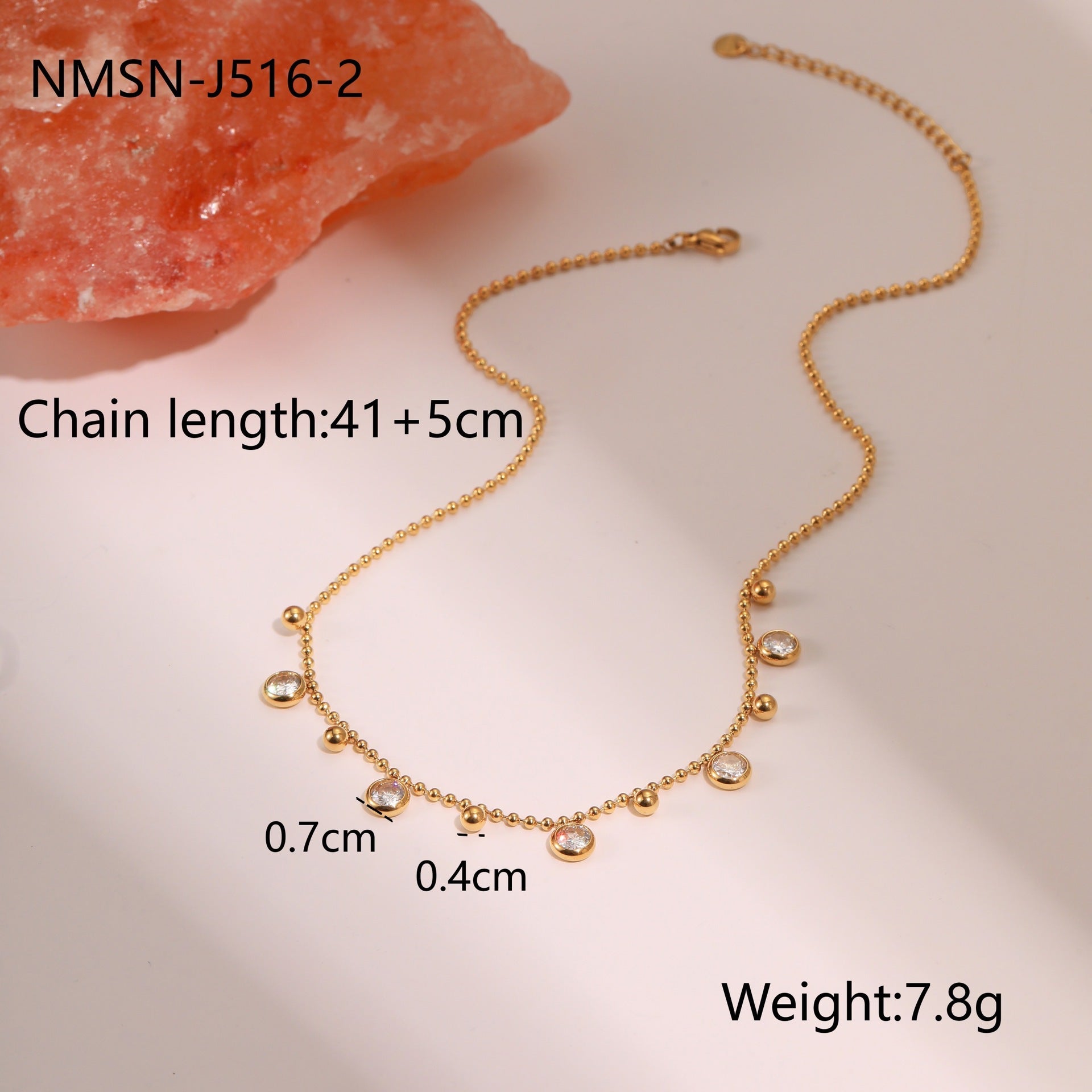 Wholesale Zircon Tassel Stainless Steel Necklace