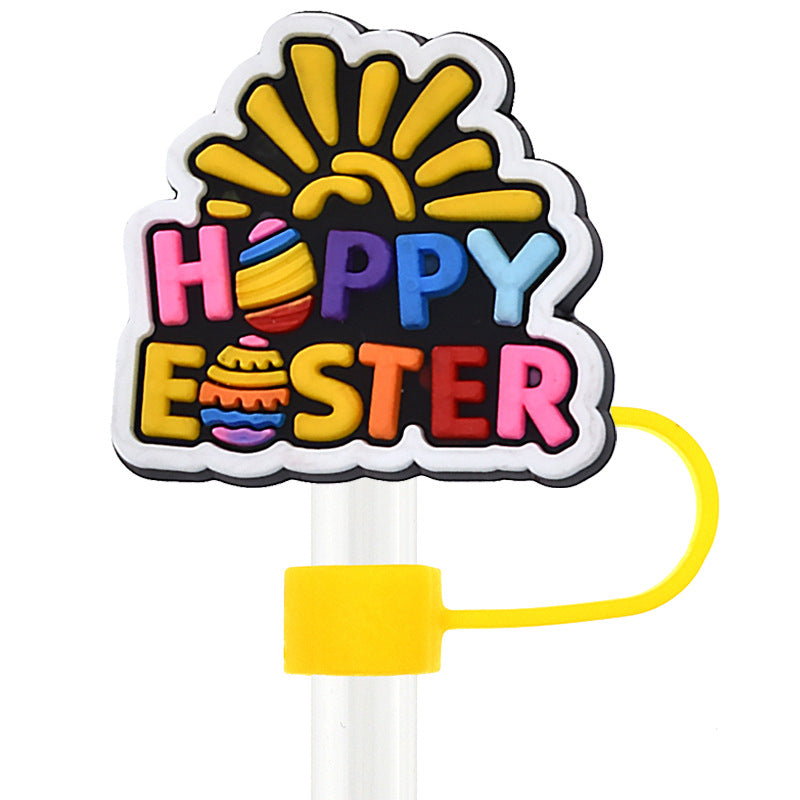 Wholesale Random 100pcs Easter 10mm PVC Soft Straw Tube Cap ACC-SCR-RYY088