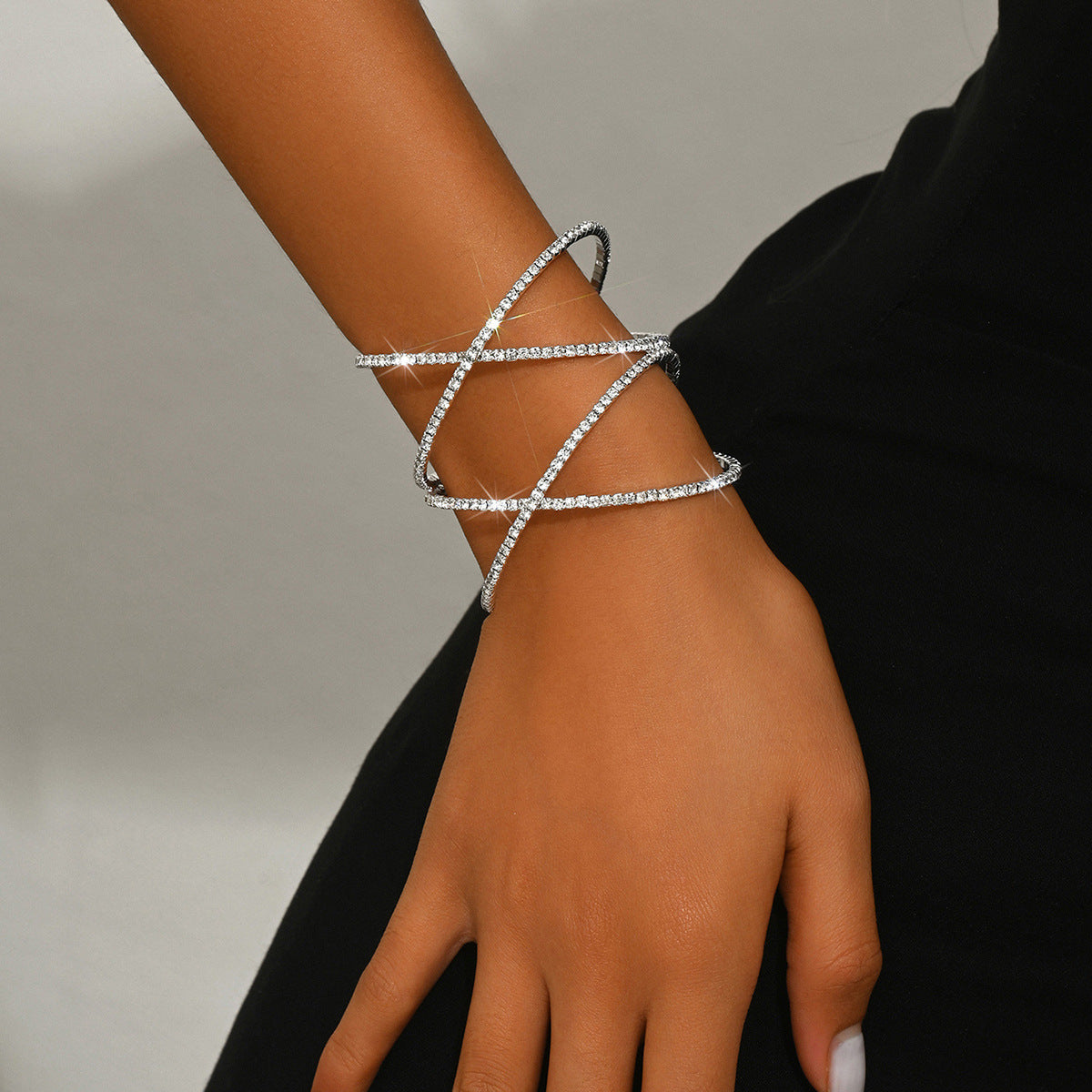 Wholesale three-dimensional cross-opening bracelet full diamond bracelet