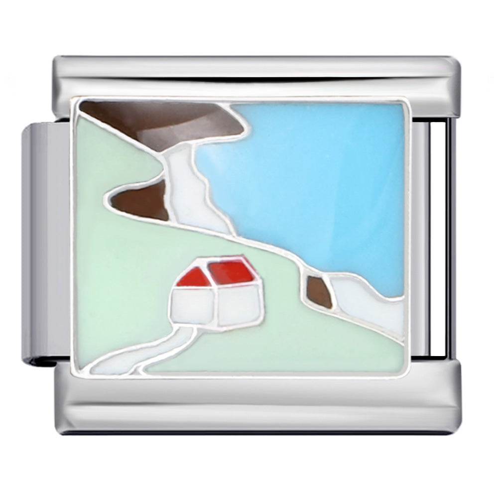 Wholesale Italian Charm Bracelet Gold Plated Oil Drop DIY WeldingStainless Steel Composable Bracelet