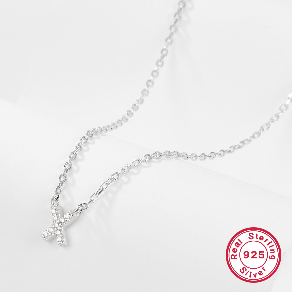 Wholesale 26 Letters Diamond 925 Sterling Silver Necklace Choker Necklaces ACC-NE-JingXu001