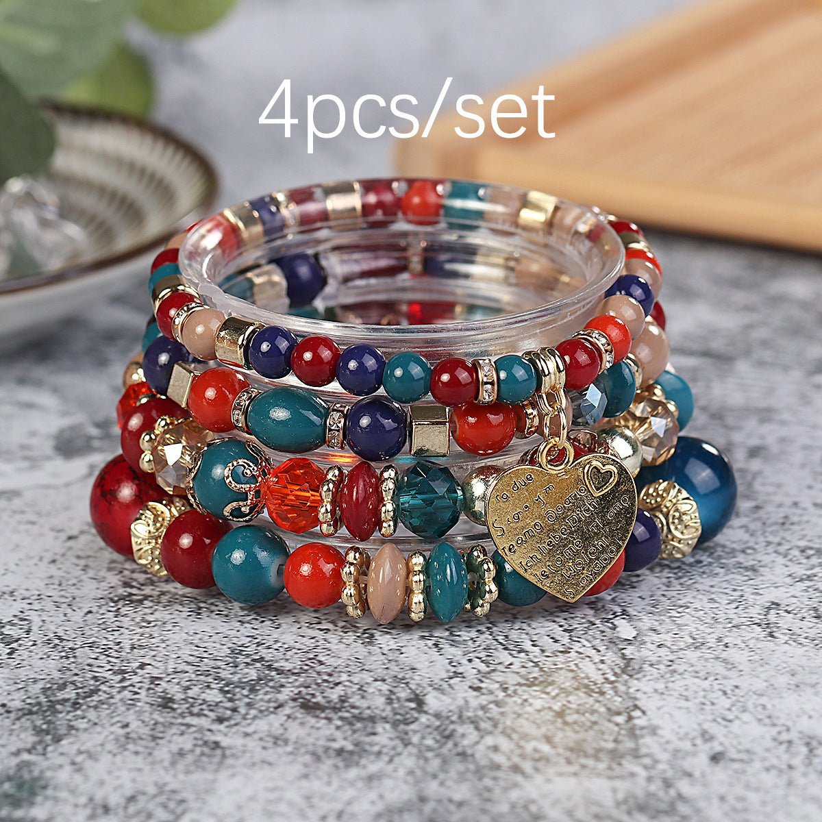 Wholesale Bohemian Retro Ethnic Style Heart Pendant Bracelet ACC-BT-Lijie004