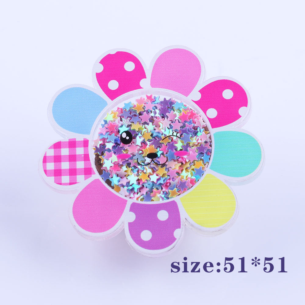 Wholesale 10pcs DIY Flatback Cartoon Acrylic Flatback Badge Reels Retractable Keychain DIY Accessories