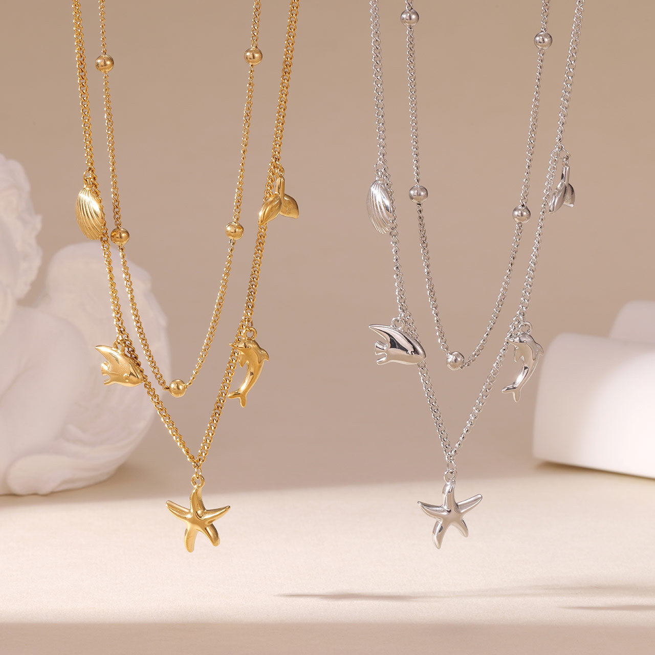 Wholesale Ocean-Style Layered Titanium Steel Necklace