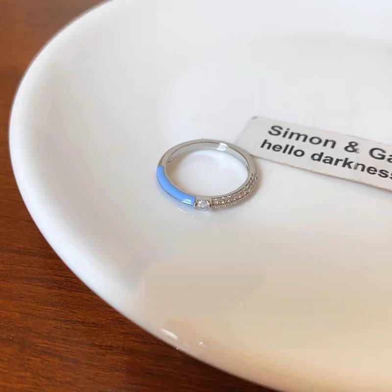 Wholesale Blue Rose Drop Glaze Pearl Ring