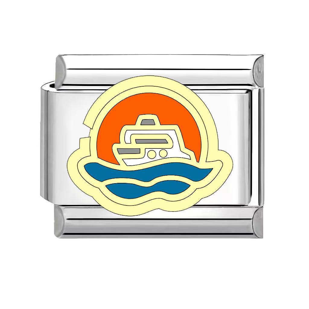 Wholesale Italian Charm Bracelet 9mm DIY Splicing travel   Creative Stainless Steel Composable Bracelet