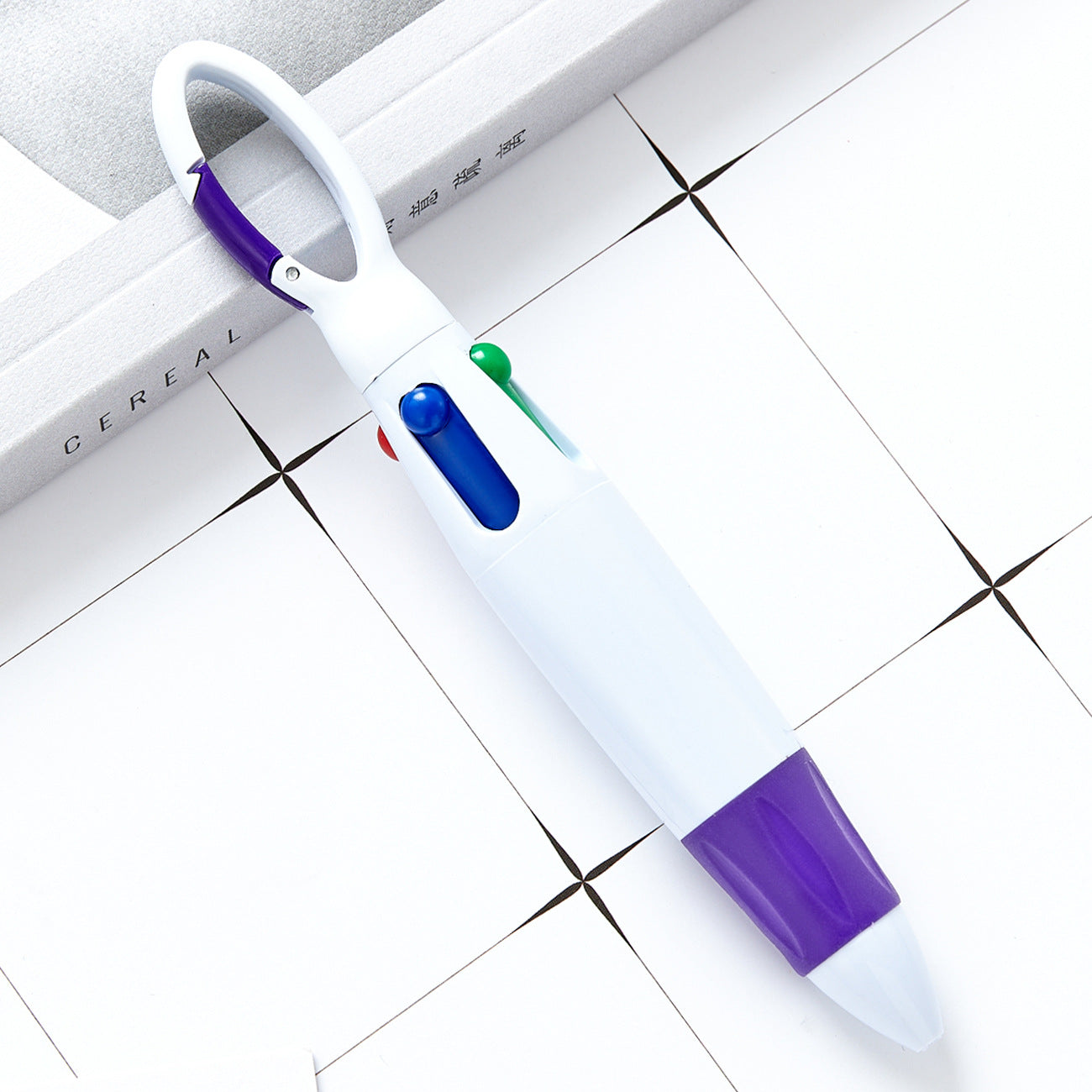 Wholesale Carabiner Four Color Jumping Plastic Ballpoint Pen Pocket Pen ACC-PN-HuaHao013