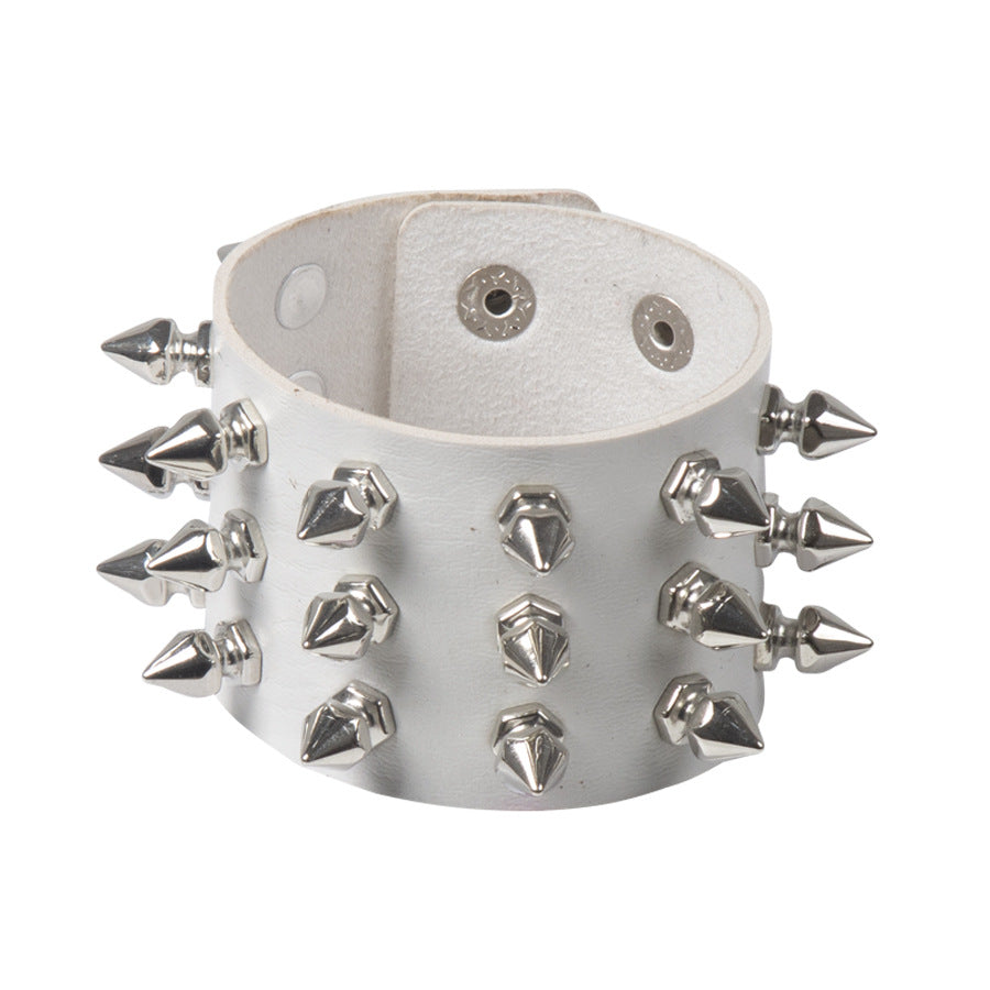 Wholesale Punk Style Exaggerated Pointy Rivet Bracelet Gothic Leather Bracelet ACC-BT-Jinl001