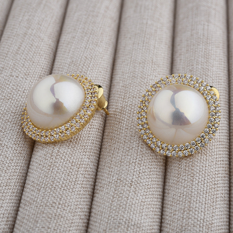 Wholesale  Light Luxury Pearl Earrings  Zircon Earrings