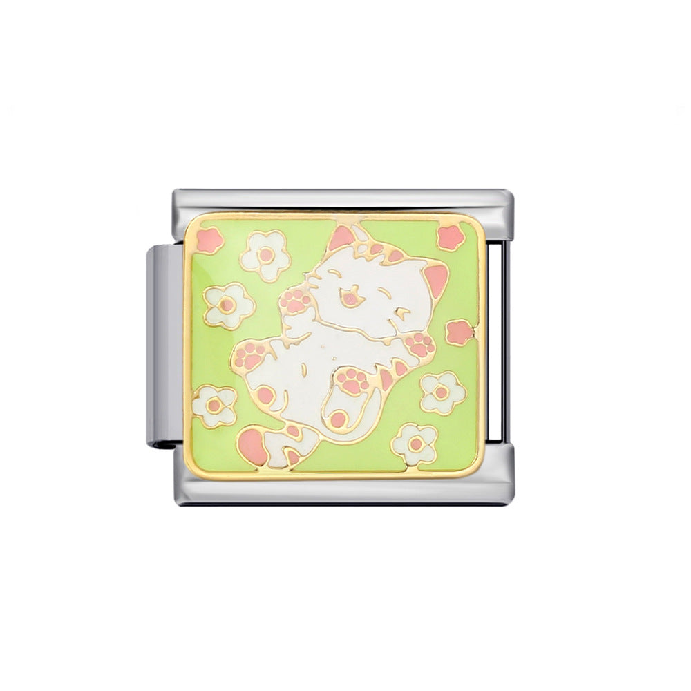 Wholesale 9mm Italian Charm Starter Bracelets DIY square Single Section Creative Stainless Steel Composable Bracelet