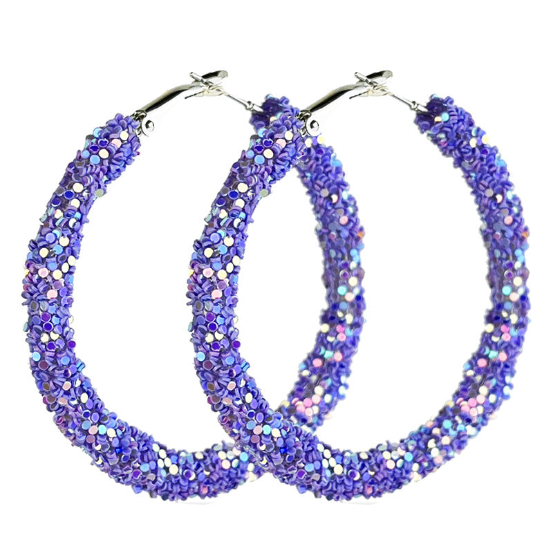 Wholesale 2 Pairs/pack Christmas Candy Color Glitter Big Hoop Earrings ACC-ES-HY175