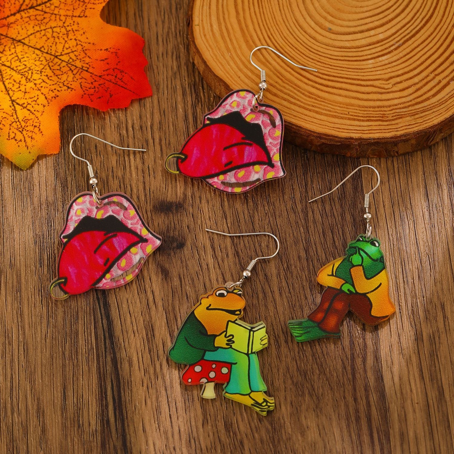 Wholesale Acrylic Cartoon Earrings  Cherry Skull Frog Fashion Accessory