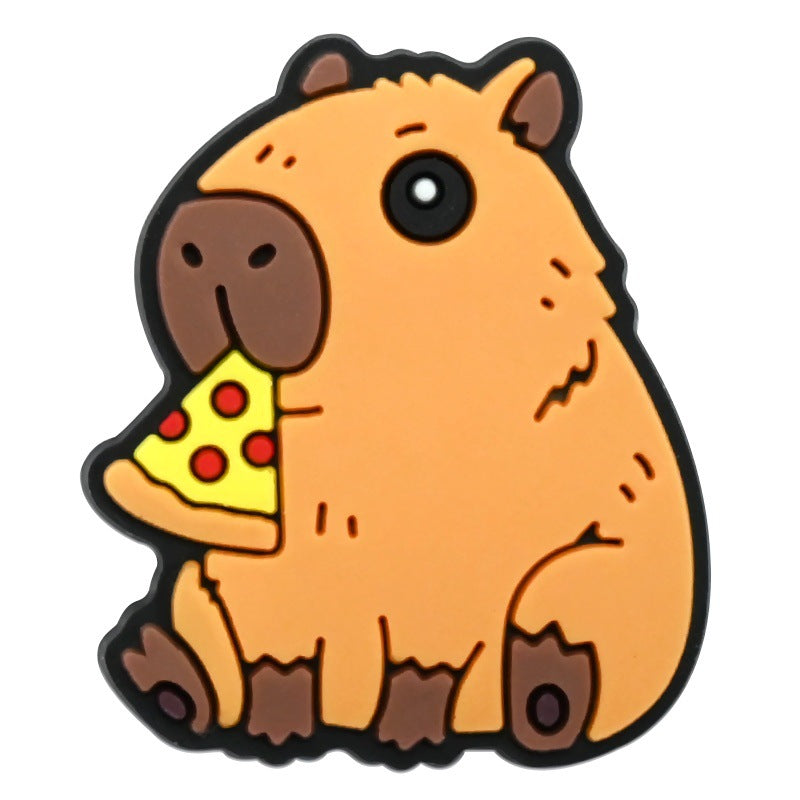 Wholesale   Random 100pcs Cute capybara PVC Soft Rubber Shoe Buckle Decoration