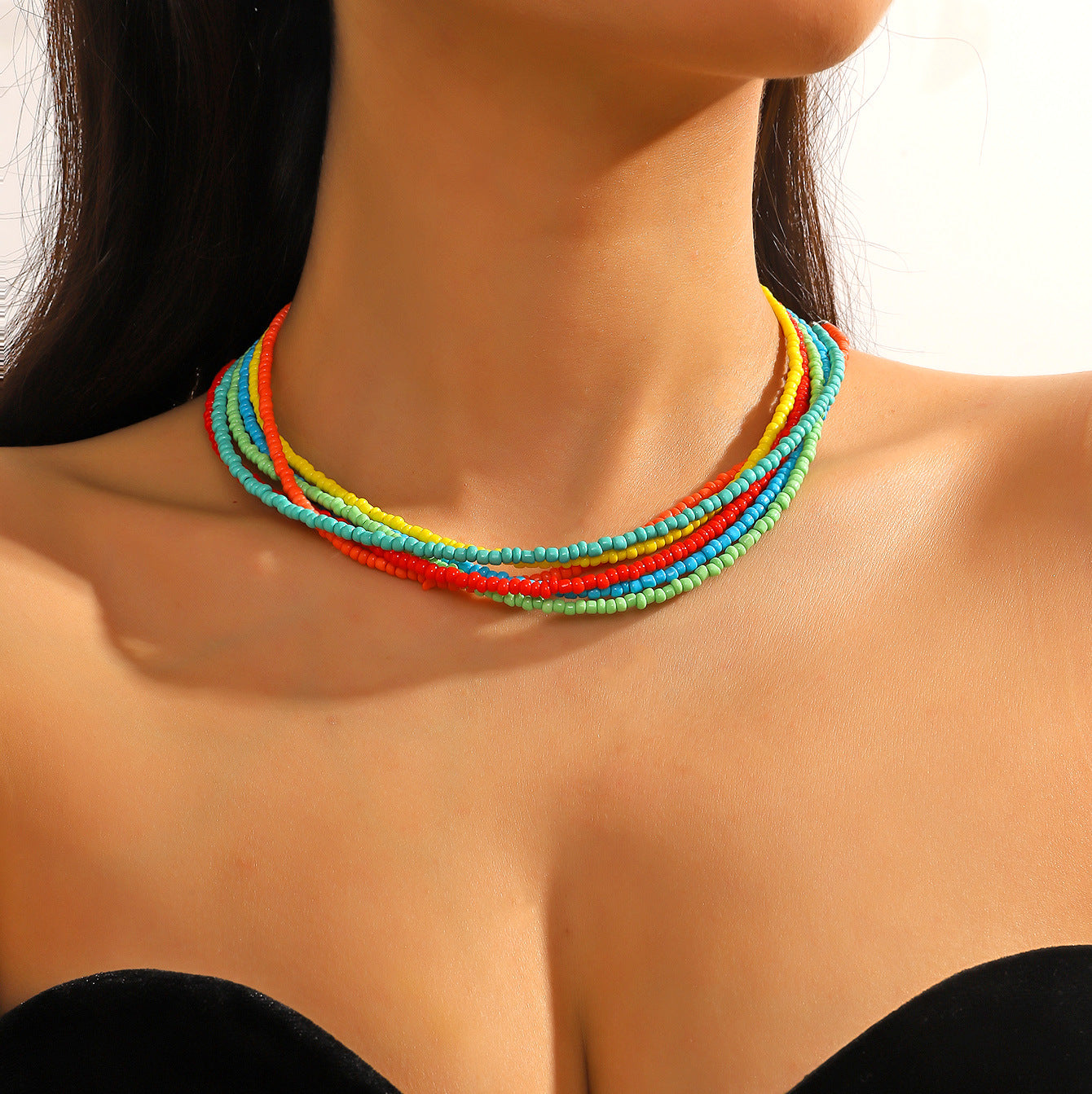 Wholesale Cute Colorful Beaded Shell Rainbow Necklace ACC-NE-ManYi017