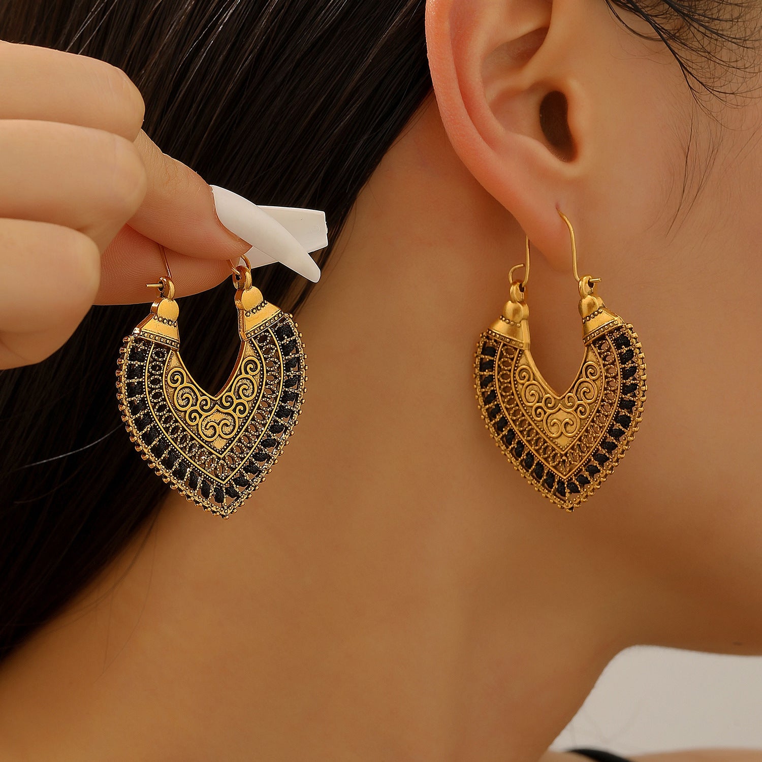 Wholesale Retro Bohemian Floral Hollow Out Earrings Alloy Antique Gold Women S Party Jewelry