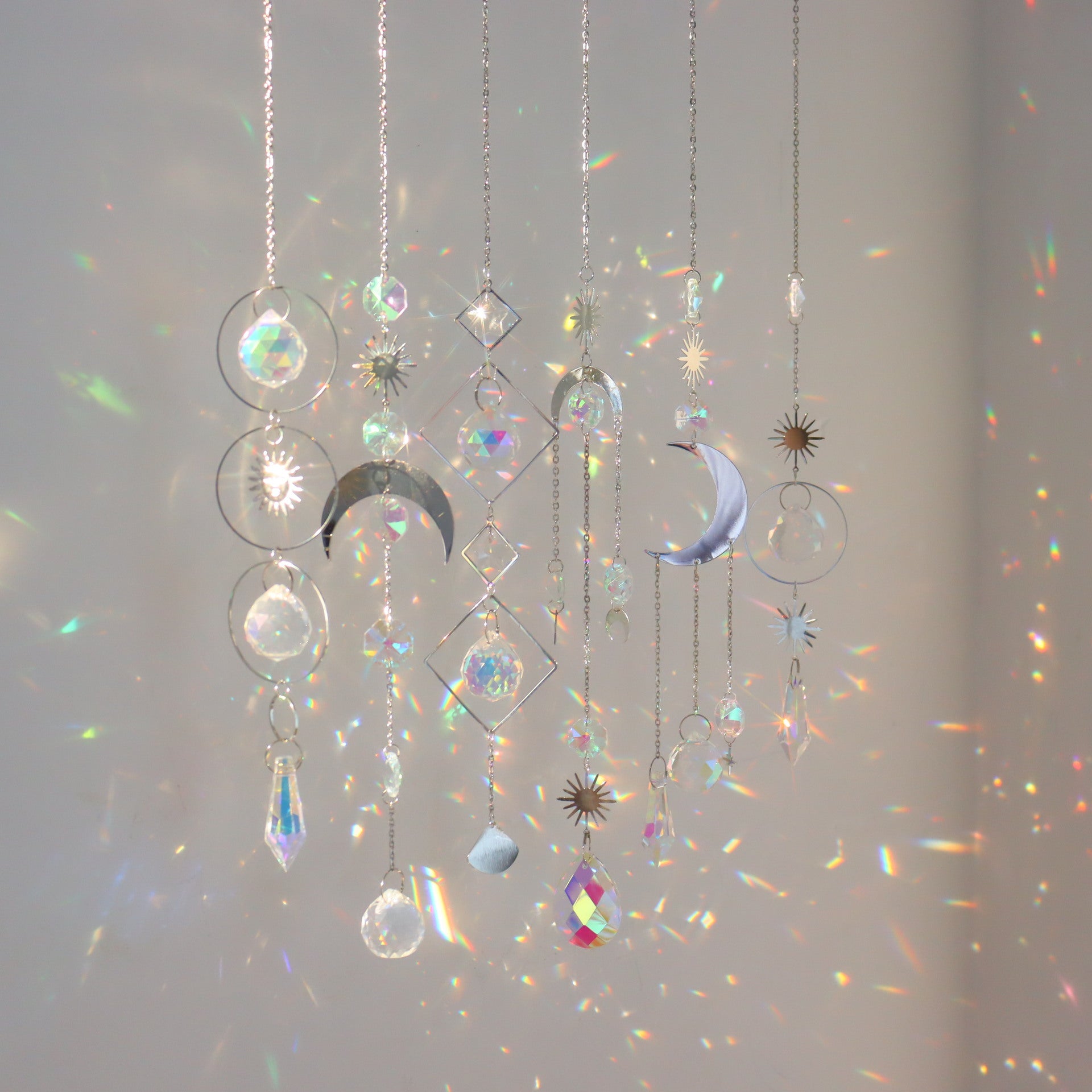 Wholesale Gold and Silver Crystal Sun Catcher hanging window Sun prism decoration