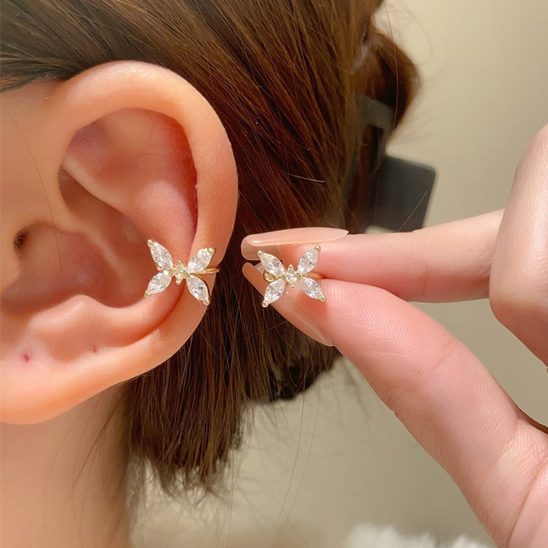 Wholesale Trendy Butterfly Ear Cuff For Women Copper Zirconia Ear Clip No Piercing Earring Boutique Jewelry Accessory