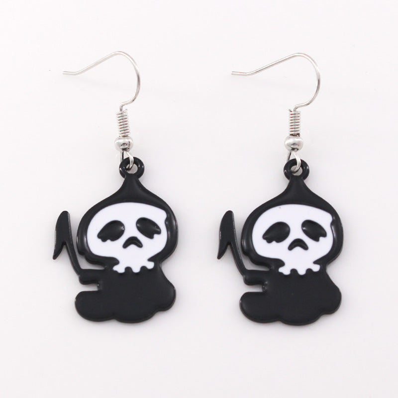 Wholesale Halloween Ghost Pumpkin Head Alloy Oil Drop Earrings ACC-ES-Liyao003