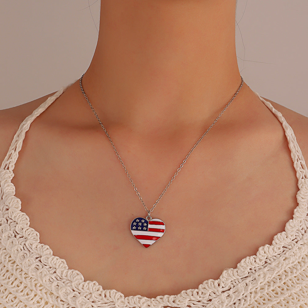 Wholesale  US Independence Day Flag Pendant Necklace