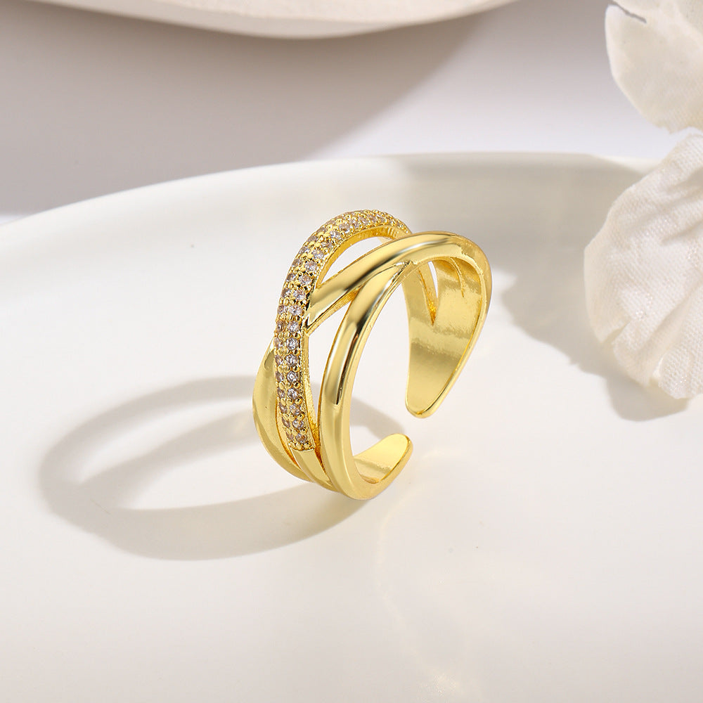 Wholesale Antique copper plated 18k cross open adjustable ring Adjustable rings