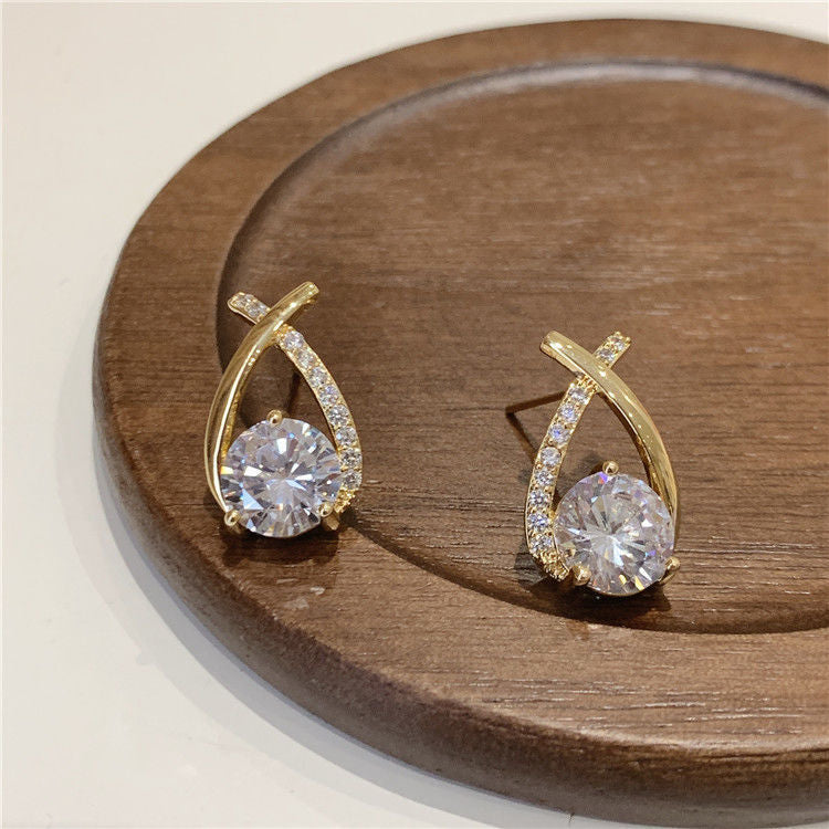 Wholesale Diamond Cross Light Luxury  Earrings