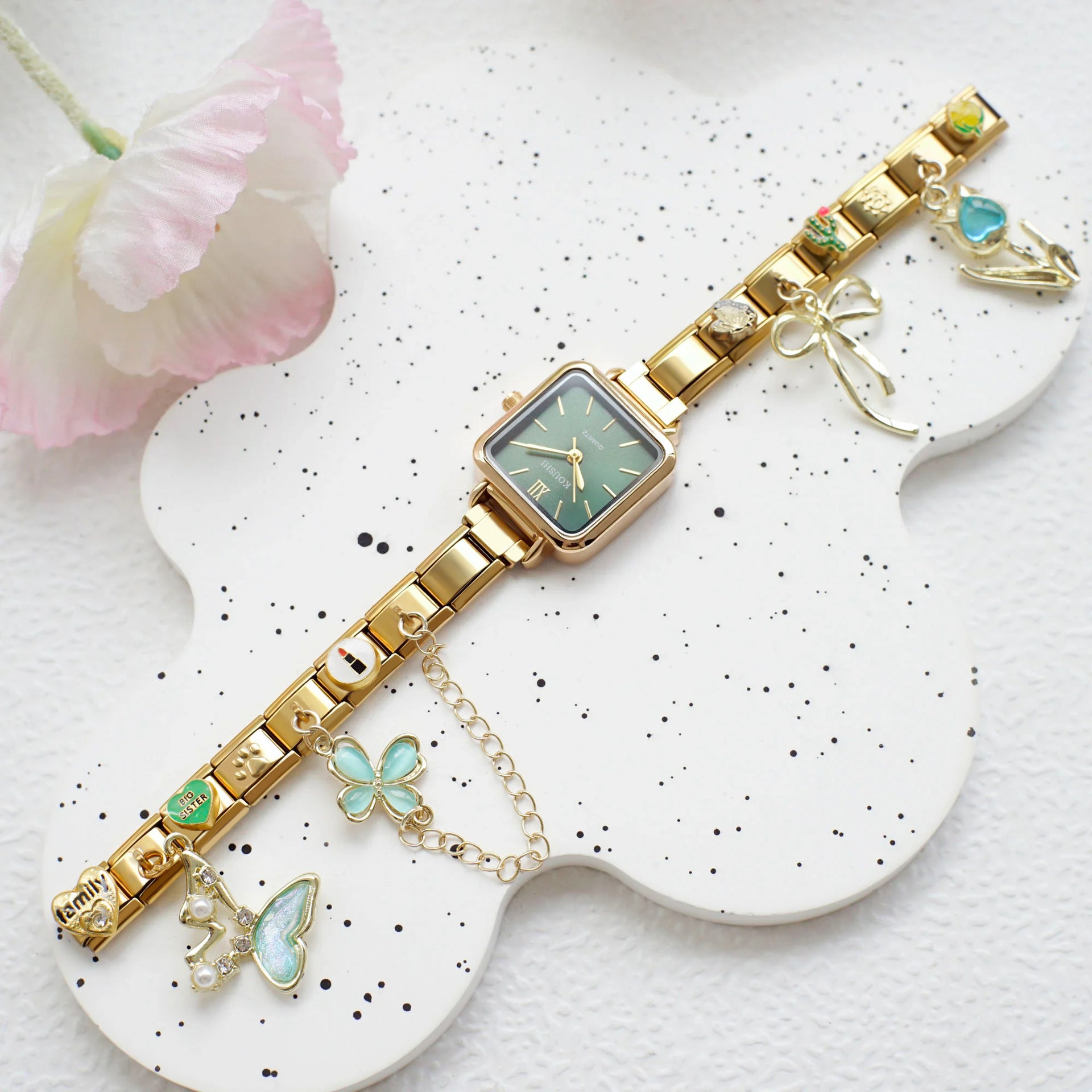 Wholesale Italian Charm Watches Multifunctional Casual DIY gold Module Splicing Diamond Pendant Stainless Steel Watch