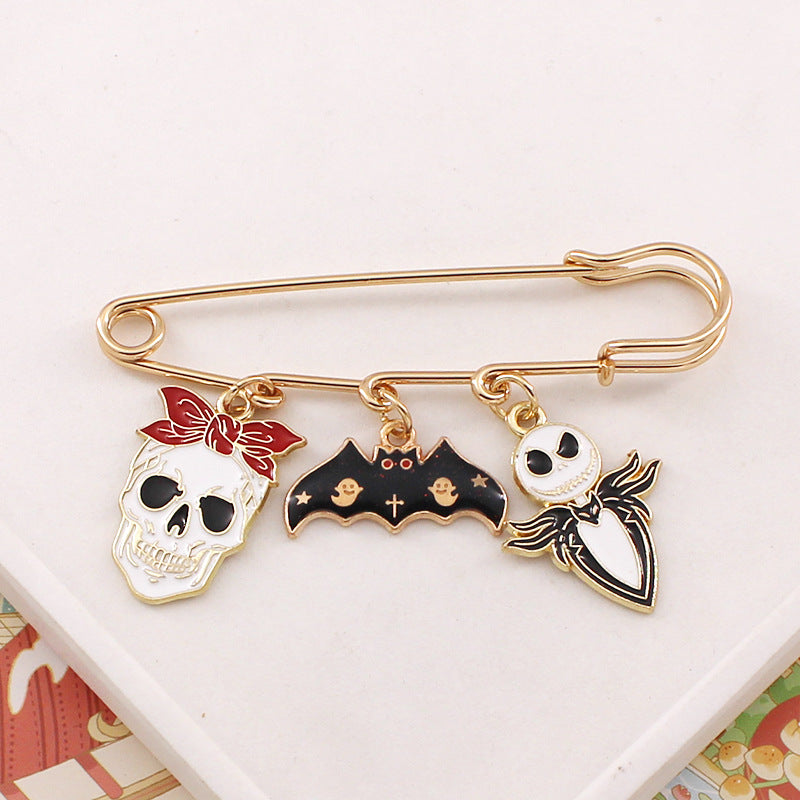 Wholesale Halloween Horror Funny Alternative Skull Alloy Oil Drip Badge Pin Brooch ACC-BCH-liyao002