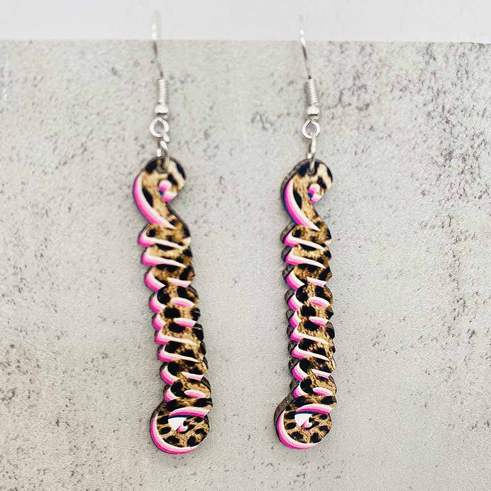 Wholesale Mother's Day Earrings Letter MOMO Bear Wooden Earrings ACC-ES-Cheny013