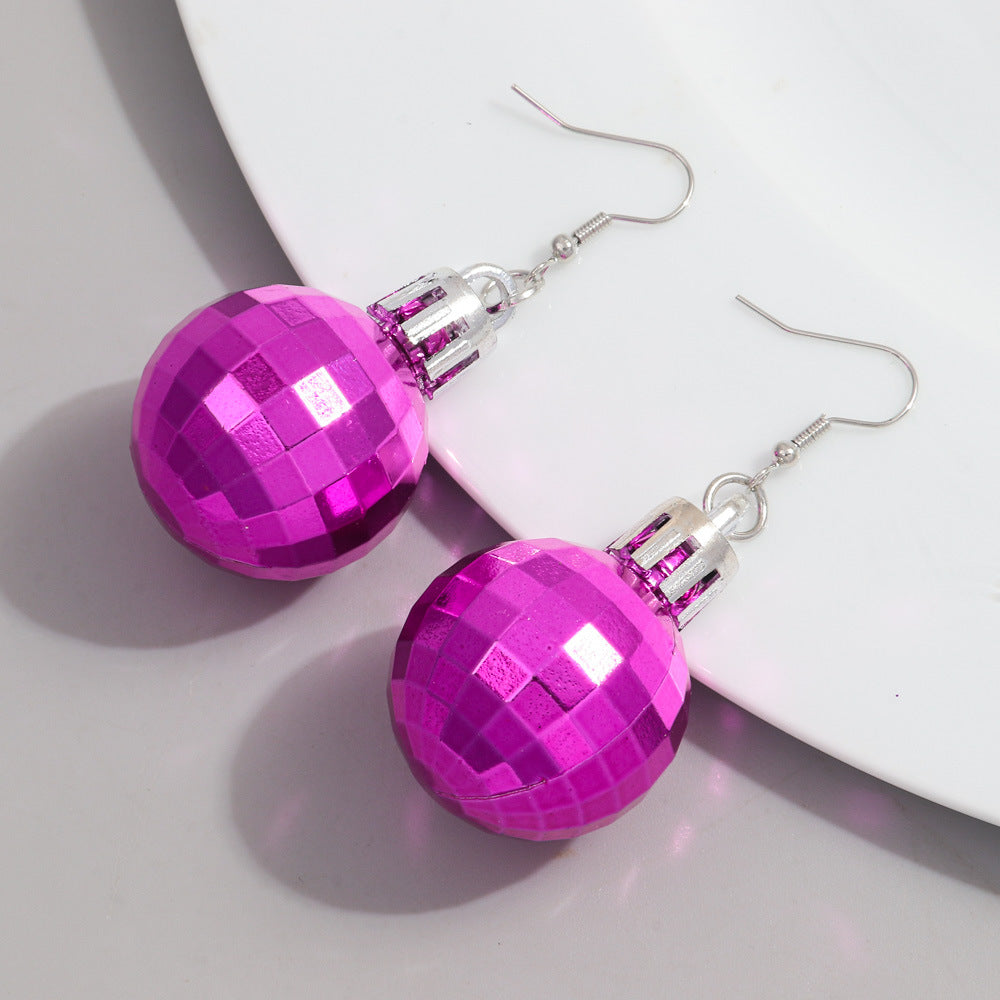 Wholesale multi-faceted reflective lantern ball earrings