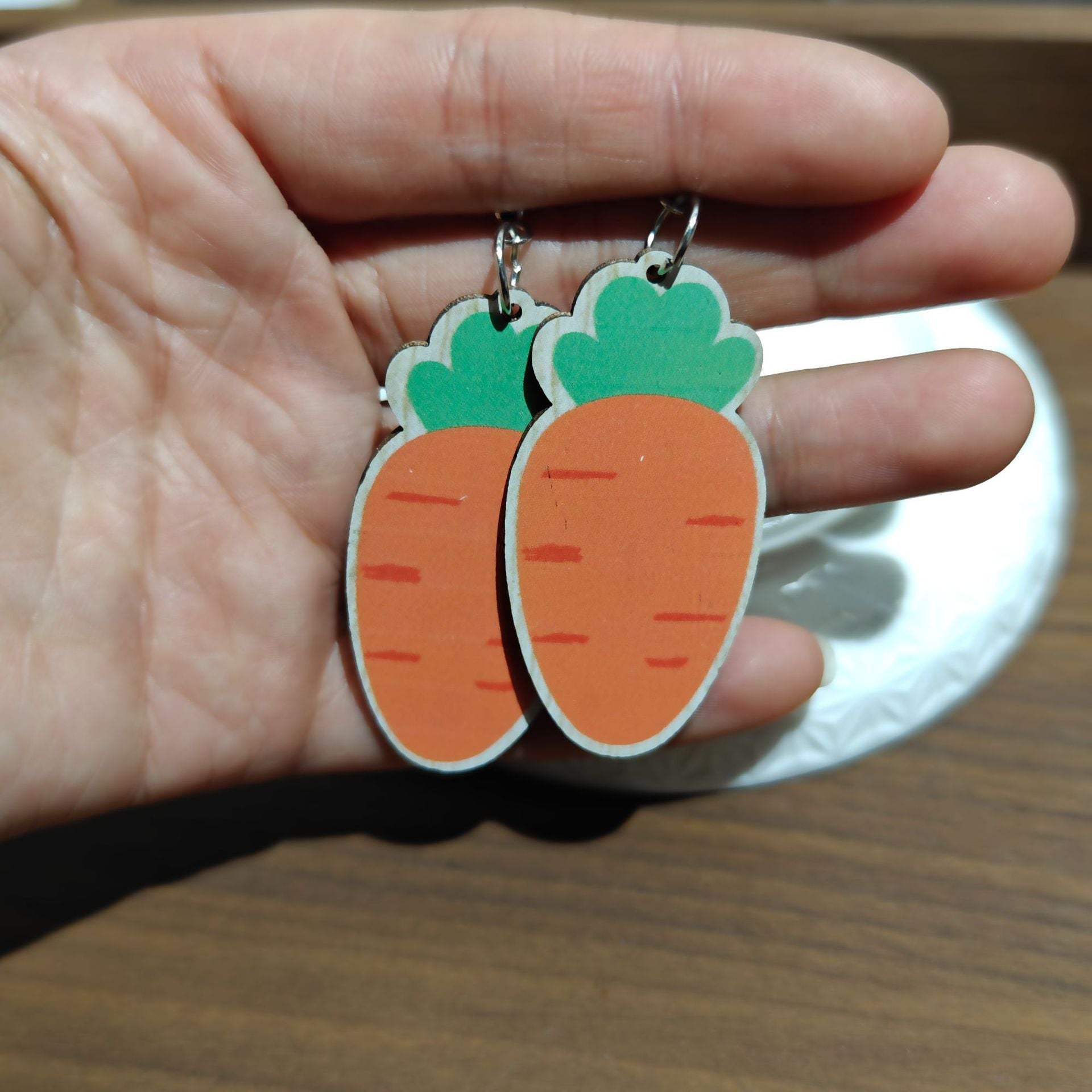 Wholesale Easter Wood Printed Colorful Earrings