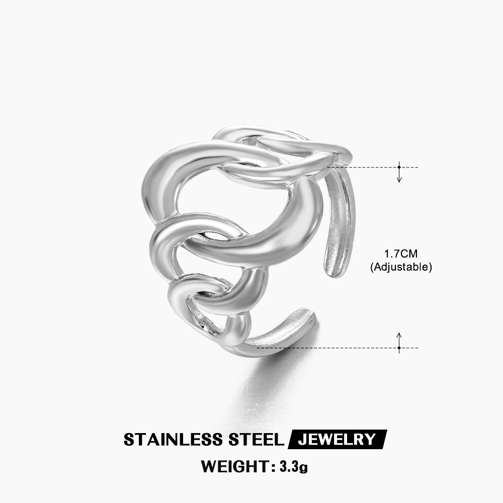 Wholesale  popular geometric Oval stainless steel ring