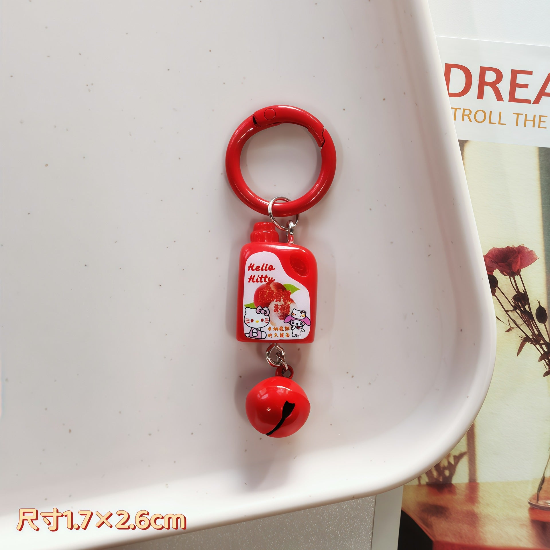 Wholesale Plastic Resin Cute Cartoon Cat Bell Keychain Bag Pendant Fashion Accessory for Girls