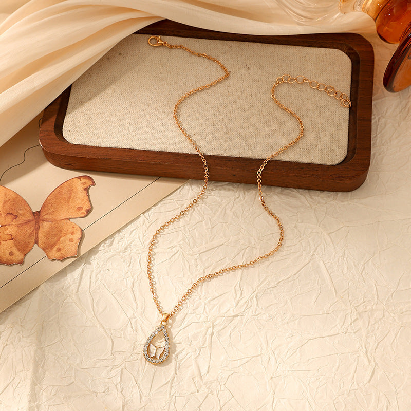 Wholesale Butterfly teardrop diamond necklace