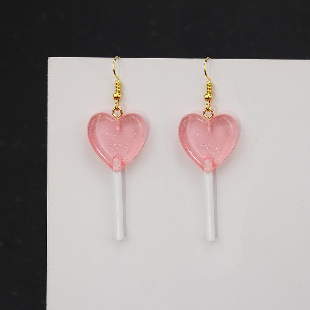 Wholesale Glitter Candy Color Love Lollipop Earrings