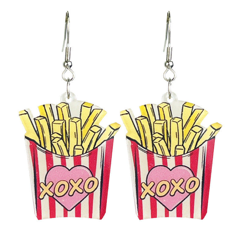 Wholesale 2Pairs/pack Valentine's Day Acrylic Cat Food Earrings ACC-ES-HY200