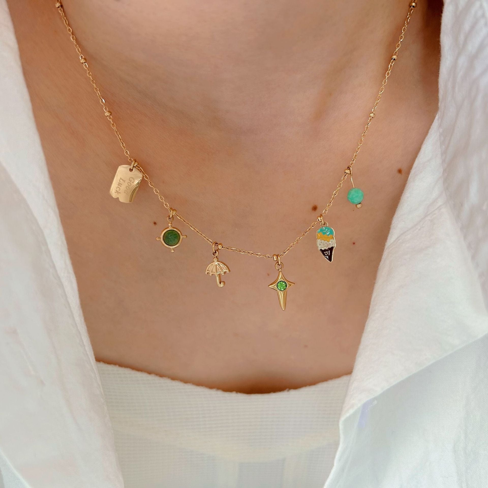 Wholesale  Love Stone Necklace Light Luxury Stainless Steel Chain