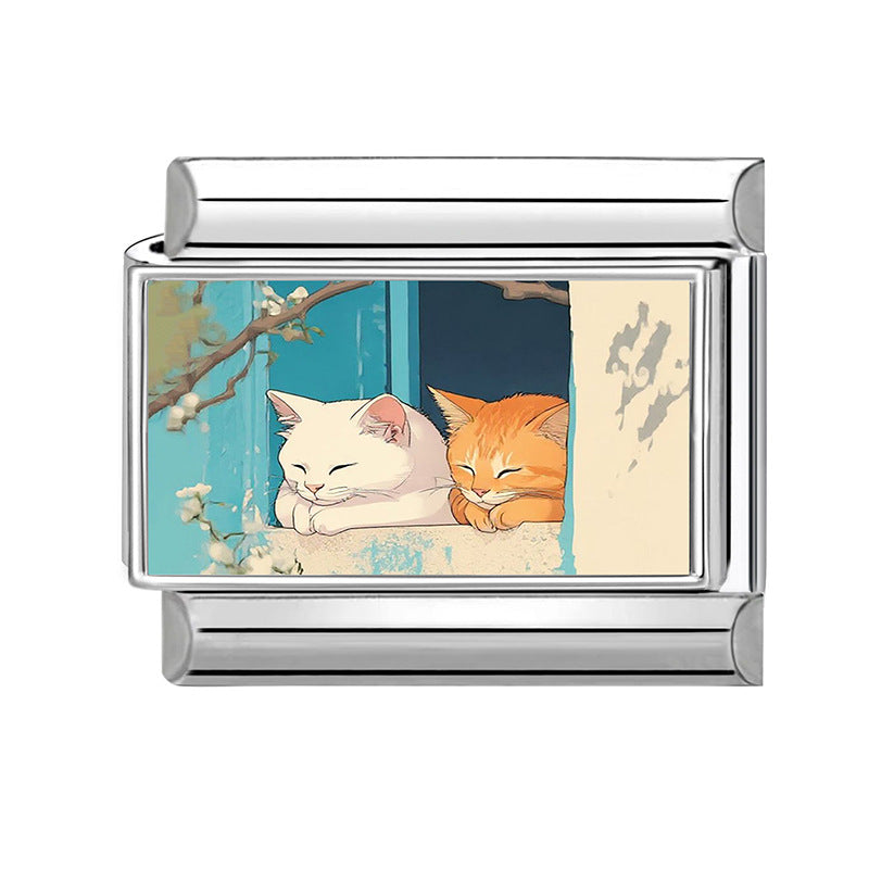 Wholesale Cute Cat DIY Modular Bracelet Stainless Steel Fashion Accessory