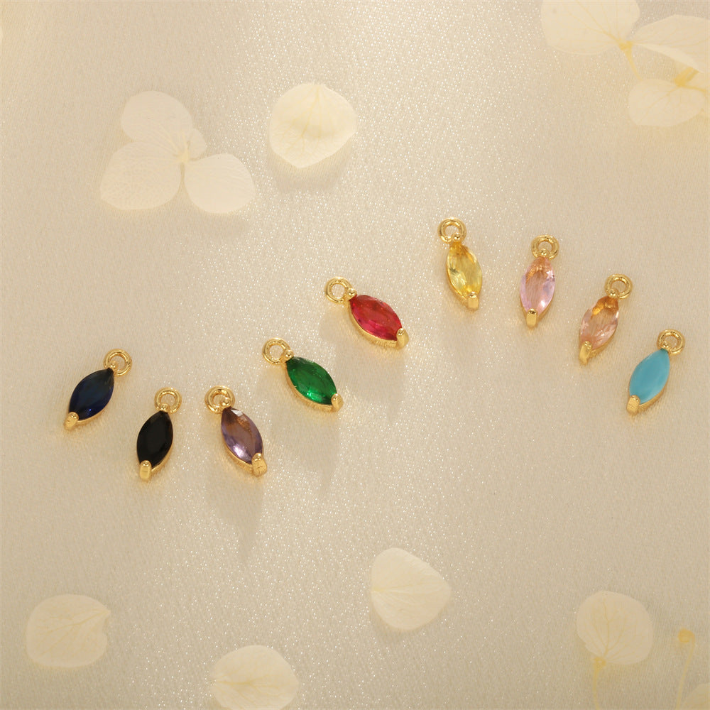 Wholesale 18K gold-plated micro-inlaid zircon colorful geometric marquise pendant