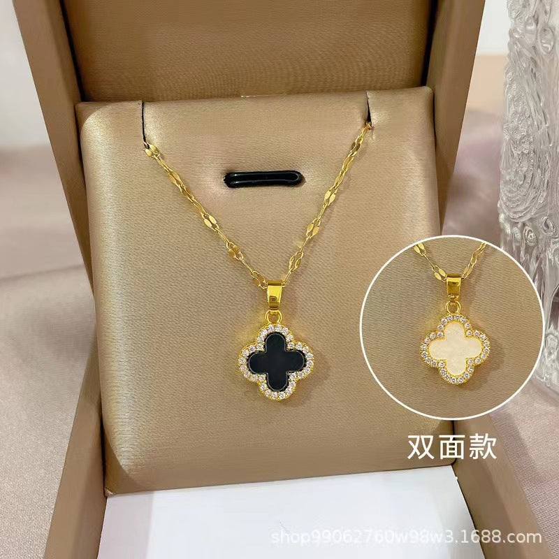 Wholesale Gold Diamond Four-leaf Clover Necklace ACC-NE-KuCai016