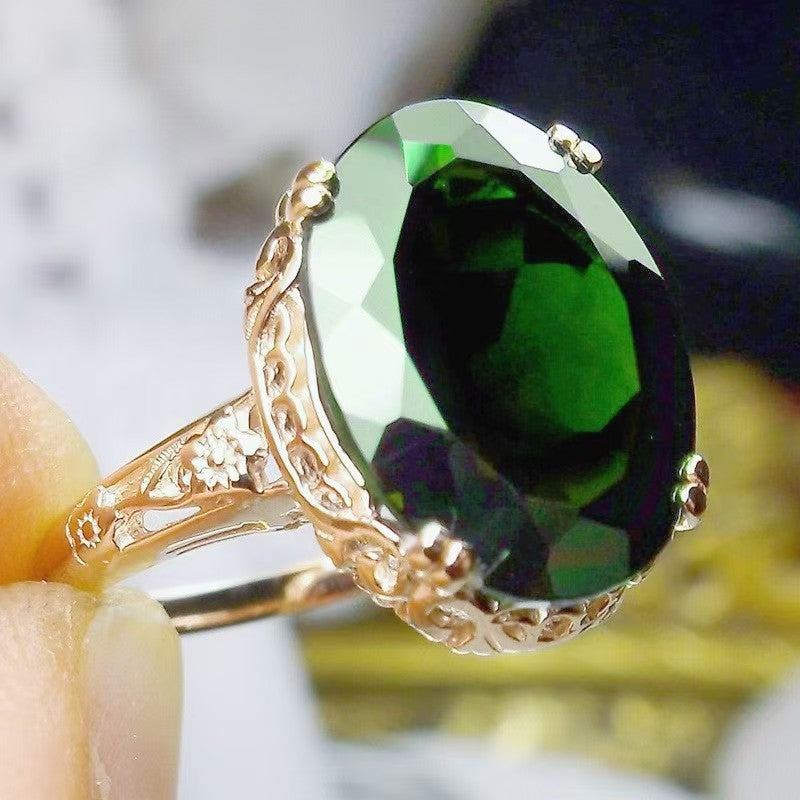 Wholesale Trendy Oval Zircon Ring Vintage Fashion Accessory for Women Resale Gift