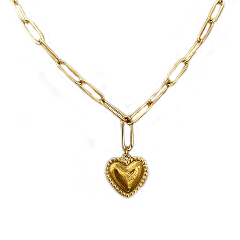 Wholesale stainless steel golden peach heart pendant necklace