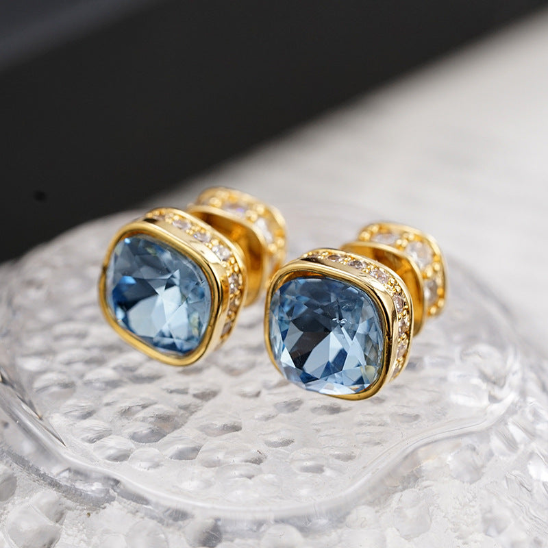 Wholesale  square retro Zircon stud earrings