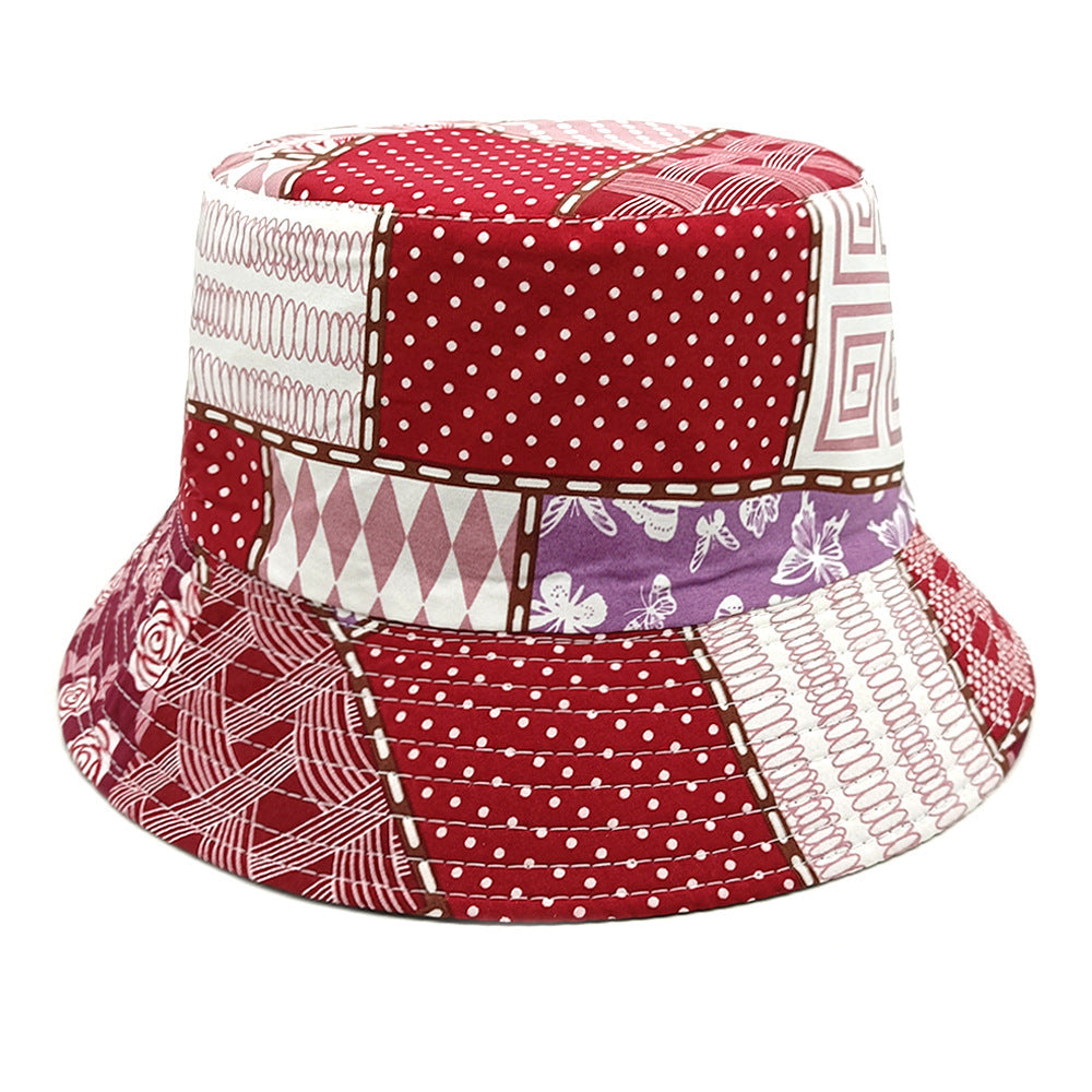 Wholesale  Geometric Fisherman Hat Color-matching Printed Double-sided Basin Hat Bucket Hat
