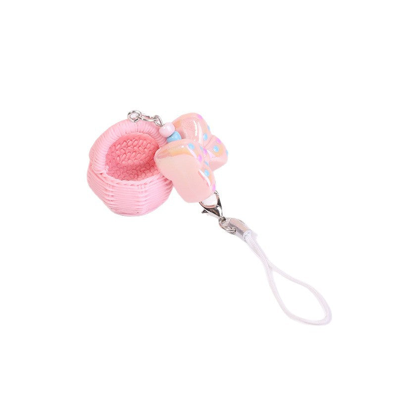 Wholesale 3D resin flower basket keychain