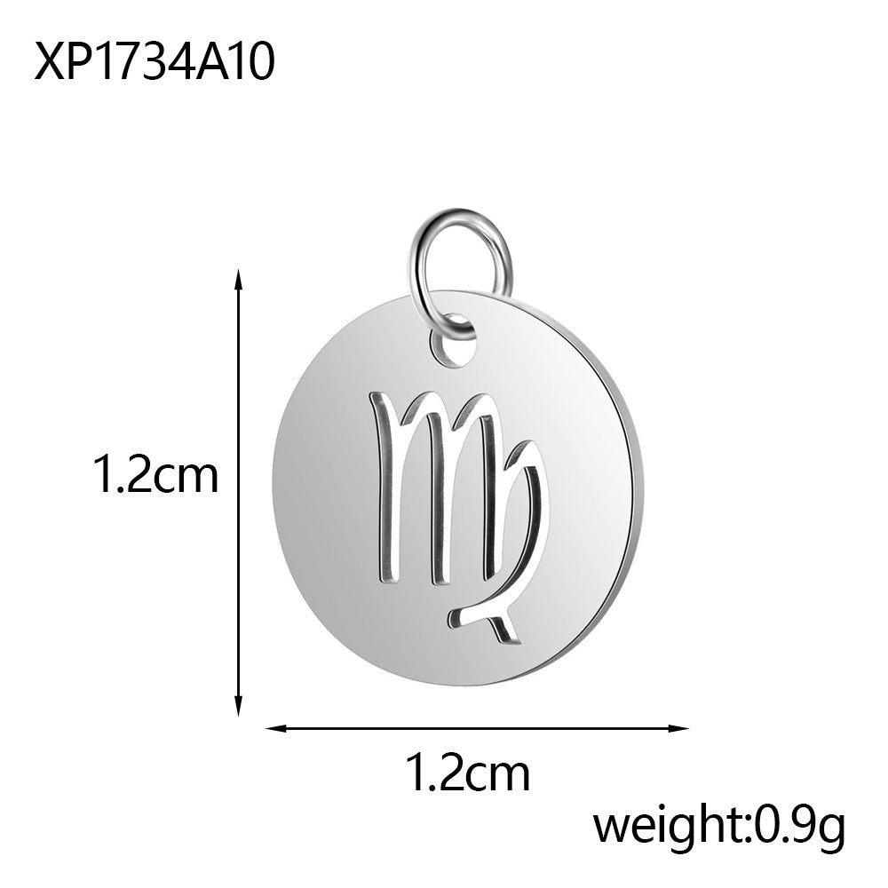 Wholesale Stainless steel 12 constellation hollow round card pendant
