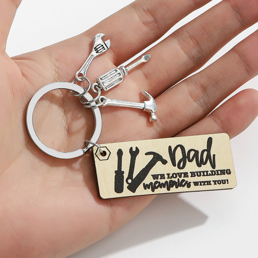 Wholesale Father's Day wooden English letter keychain