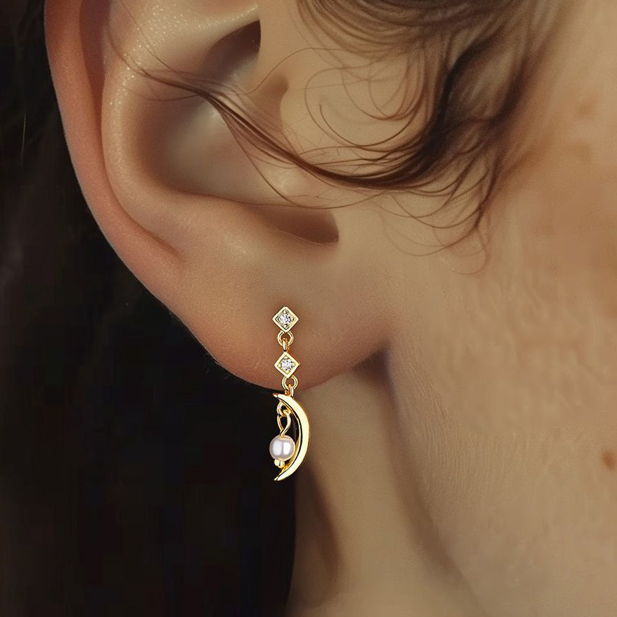 Wholesale S925 sterling silver star and moon tassel long earrings